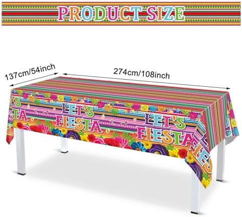 Mexican Fiesta 3 Piece Tablecloth Set 54x108 Inch