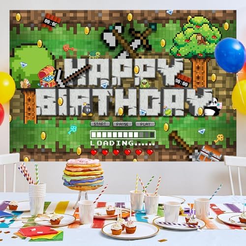 OLAPSATD Pixel Game Party Backdrop 3x5ft