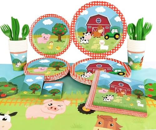WERNNSAI Farm Party Tableware Set 130Pcs