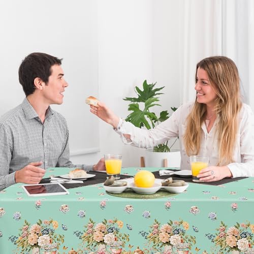 3pcs Tea Party Tablecloth 54x108 Inch Spring Floral Plastic Table Cover
