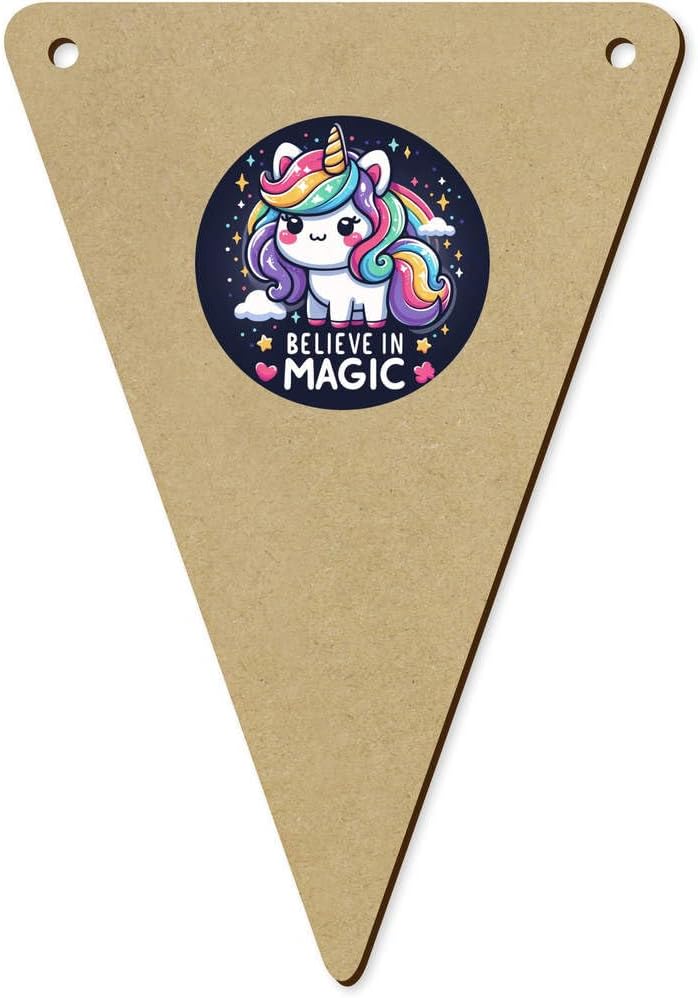 5 x 140mm Believe in Magic Wooden Bunting Flags