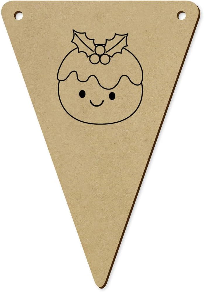5 x 140mm Christmas Pudding Wooden Bunting Flags