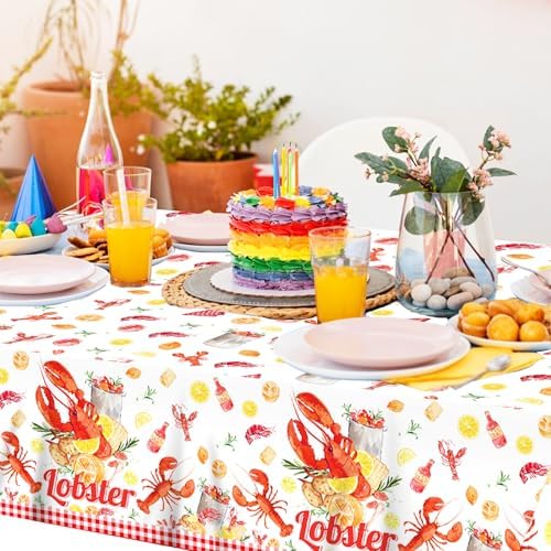 Lide Road 2Pcs Lobster Themed Tablecloth for Crawfish Boil Party