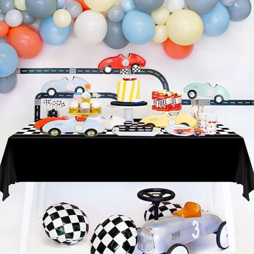 4 Pcs Racing Car Checkered Plastic Tablecloths for Birthday Parties