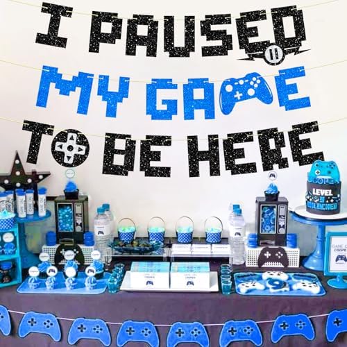 Gamer Birthday Banner with Glitter Letters