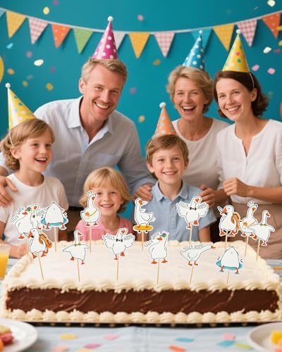 48 PCS Funny Goose Cupcake Toppers Animal Theme Party Decorations