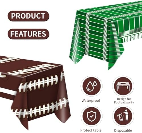 TATAUP Football Party Decorations Tablecloth 54x108 Inch 4 Pack