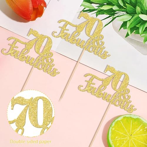 70th Birthday Centerpiece Sticks Double Sided Gold