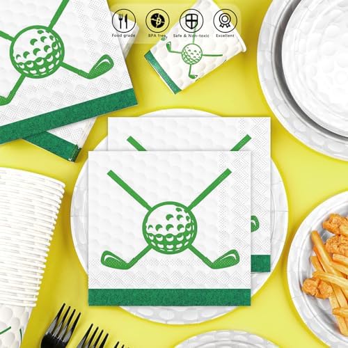 Durony 144 Piece Golf Party Set Plates Cups Napkins