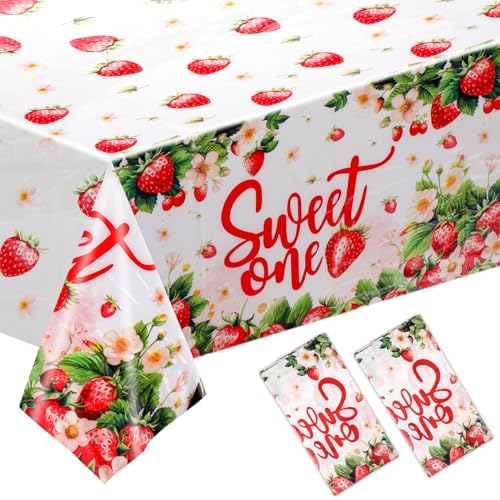 2pcs Strawberry Themed Tablecloth for Birthday Parties