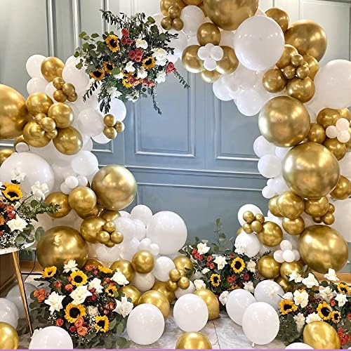 FOTIOMRG 12 Inch White Balloons 50 Pack with Ribbon