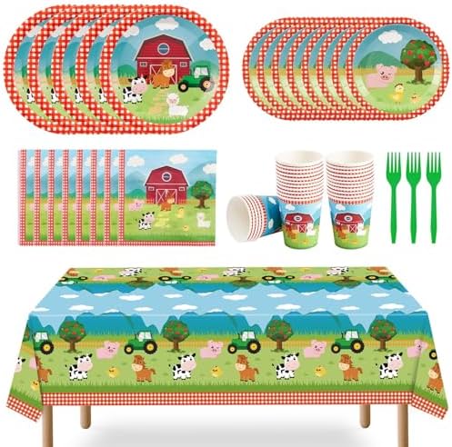 WERNNSAI Farm Party Tableware Set 130Pcs