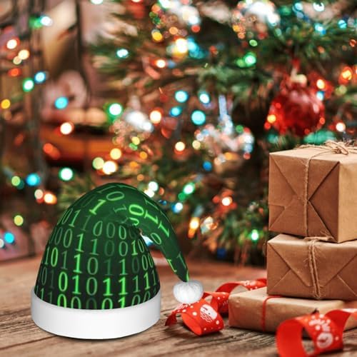 QinZheng Hacker Era Print Santa Hat for Women
