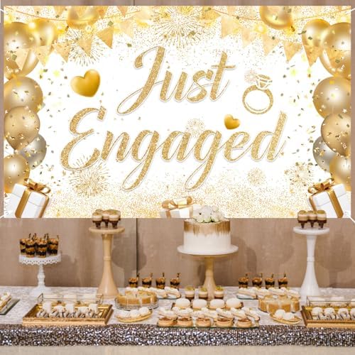 Just Married Engagement Party Decorations Banner Backdrop Balloons