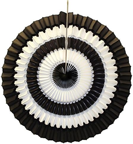 3-Pack 16 Inch Striped Honeycomb Tissue Paper Fan Black White