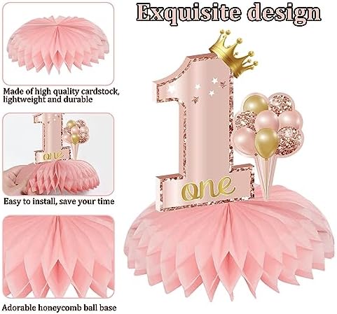 10Pcs 1st Birthday Decor Honeycomb Centerpieces for Baby Girls