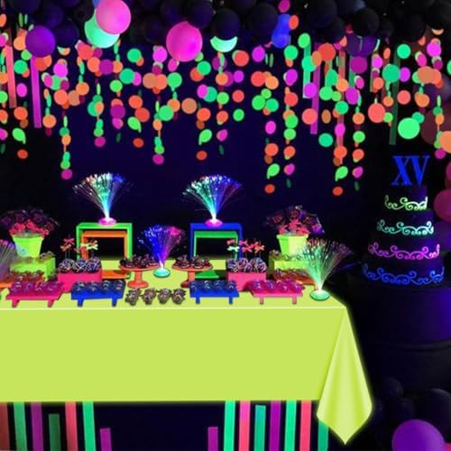 Neon Table Cloths 4 Pcs Yellow Glow in the Dark for Parties