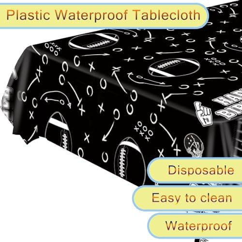 Idealmuzik 3pcs Football Tablecloth Black Tactical Design 54x108 Inch