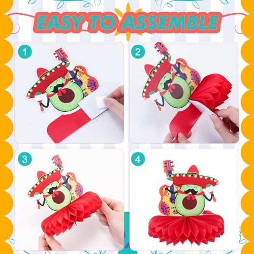 Qilery 12 Pcs Honeycomb Table Centerpiece Mexican Fiesta Decor