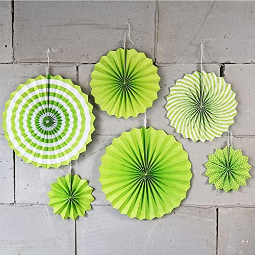 Koboome Hanging Paper Fans Decoration Set of 6 Green