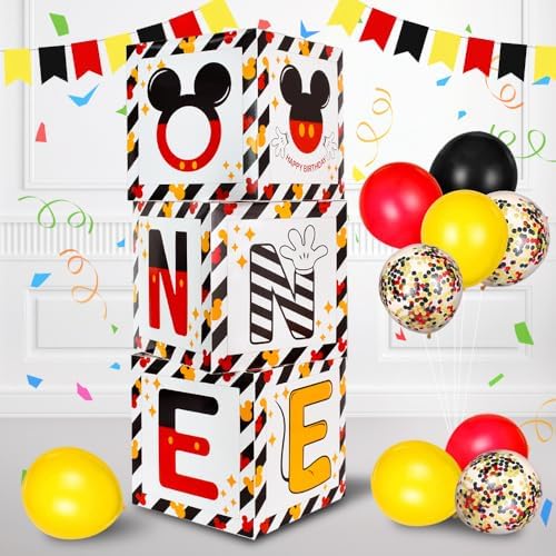TONIFUL 1st Birthday Balloon Box with Mouse Letters