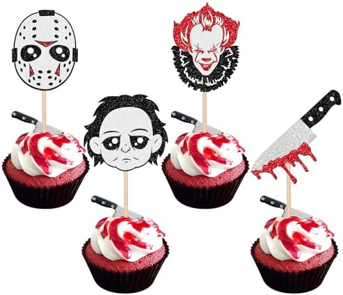 24 Pcs Halloween Horror Movie Cupcake Toppers