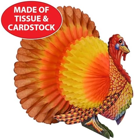 Beistle Colorful Tissue Turkey Centerpiece Set of 2