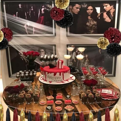 IGUO 30pcs Twilight Theme Decorations Tissue Pom Poms Garland