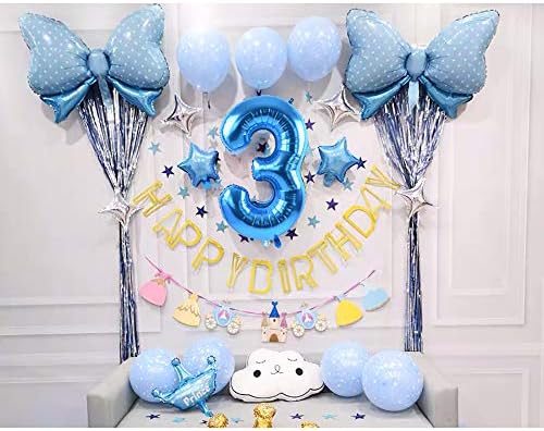 TONIFUL 40 Inch Blue Foil Number Balloon 3