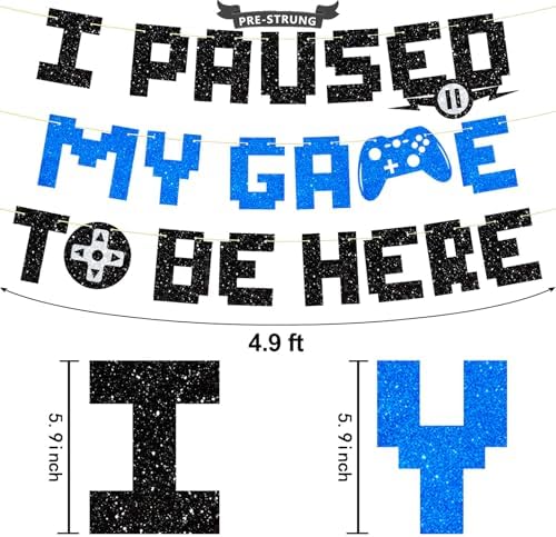 Gamer Birthday Banner with Glitter Letters