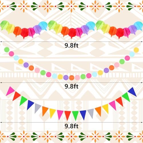37 Pcs Fiesta Paper Fan Decorations Set