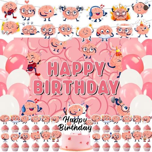 59 Pcs Brain Themed Birthday Party Decor Set