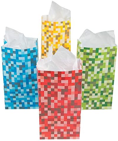 Fun Express Pixel Pattern Treat Bags 12 Pack
