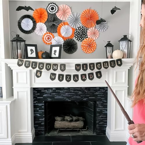 Black Paper Fan Assortment 8 Pieces