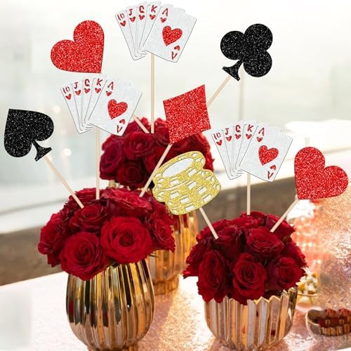 12PCS Casino Poker Centerpiece Sticks for Party Decorations
