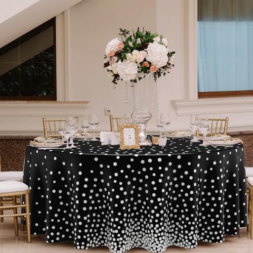 Newwiee 84 Inch Round Dot Tablecloth Set of 3