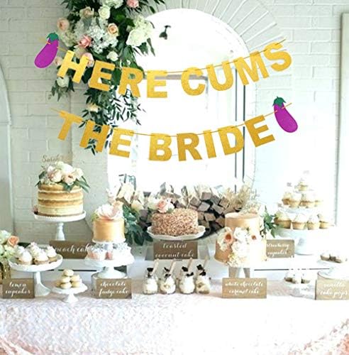 Ucity Here Comes The Bride Gold Glitter Banner