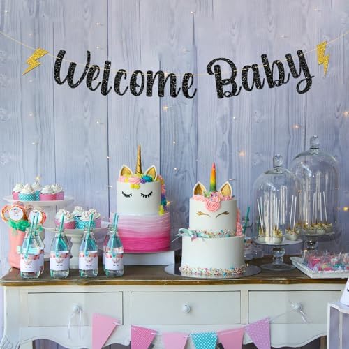 MonMon Craft Welcome Baby Mugle Banner Black Glitter