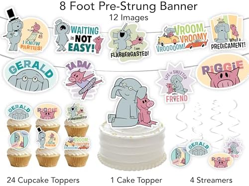 Elephant and Piggie Birthday Party Decor Set
