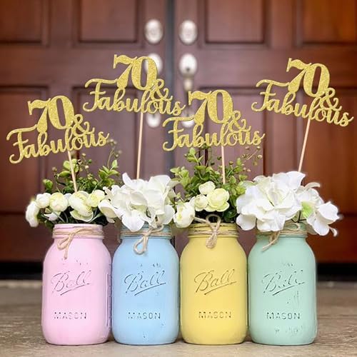 70th Birthday Centerpiece Sticks Double Sided Gold