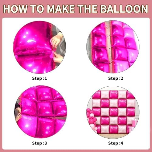 Hot Pink and Rose Double Sided Square Foil Balloons Wall