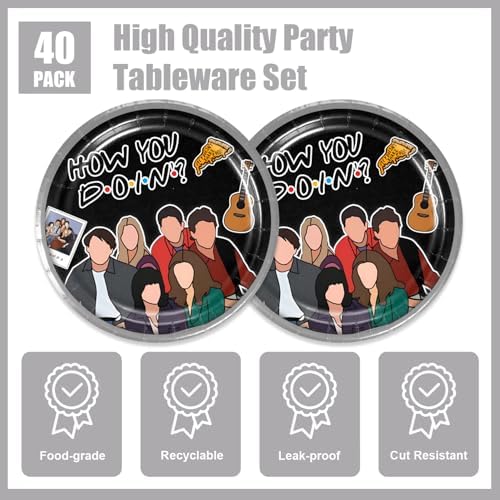 40Pcs Friends Party Supplies 20 Plates 20 Napkins Kit