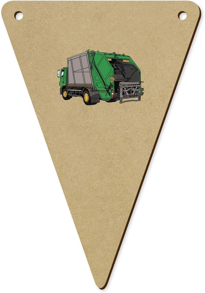 5pcs Green Refuse Lorry Wooden Bunting Flags