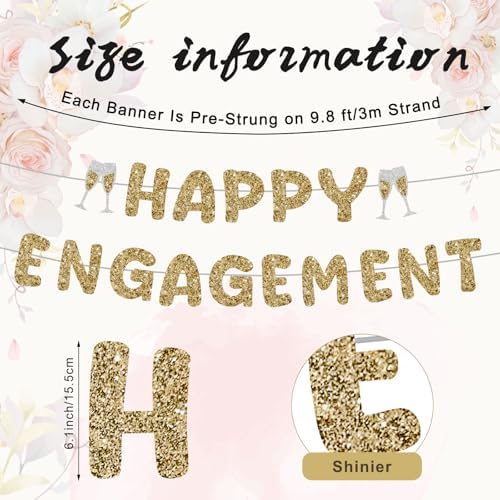 Champagne Gold Happy Engagement Banner Set