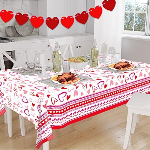 Fancy Land 3 Pack Valentine Heart Red Tablecloths 54x108 Inches