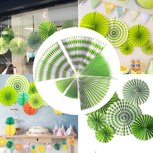 Ruidee 6 Piece Rainbow Hanging Paper Fan Decorations