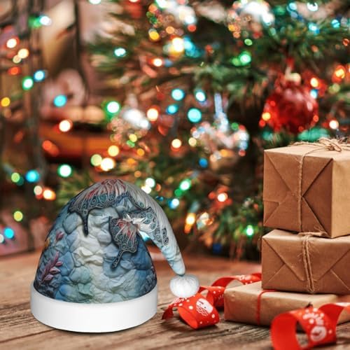 QINZHENG Butterfly Stone Print Santa Hat