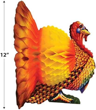 Beistle Colorful Tissue Turkey Centerpiece Set of 2