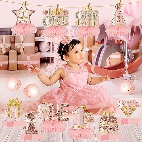 10Pcs 1st Birthday Decor Honeycomb Centerpieces for Baby Girls