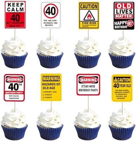40 PCS Happy 40th Birthday Cupcake Toppers